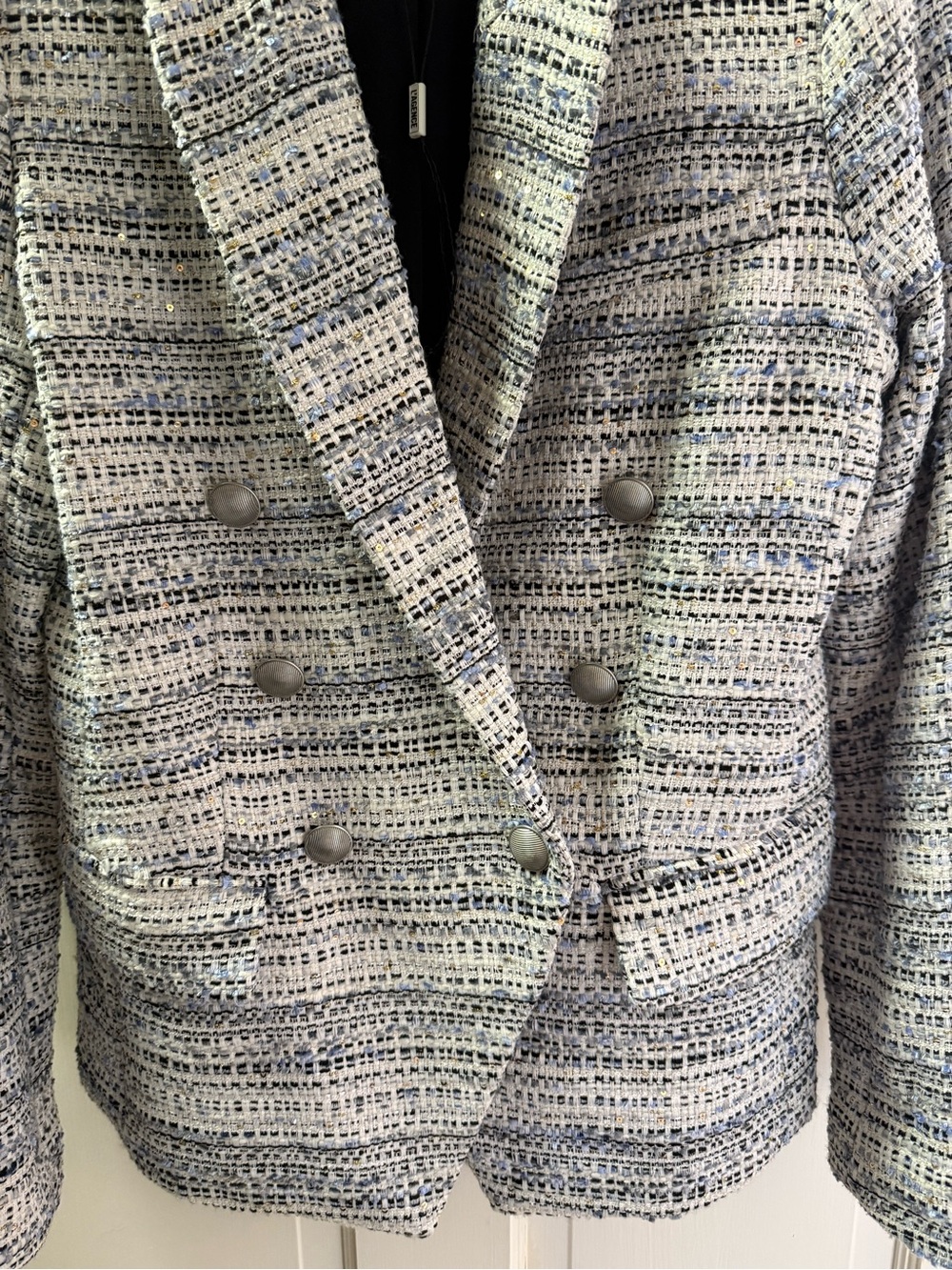 L’agence Kenzie Double Breasted Tweed Blue Blazer - 4 - Picture 4 of 8